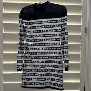Balmain stretchy thin mock neck dress